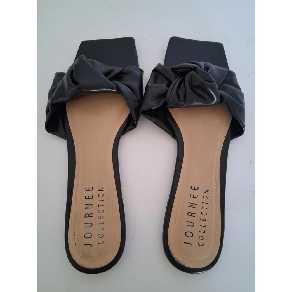 Journee Collection Dianah Women's Black Bow Knotted Detail Slide Sandals, Sze 11